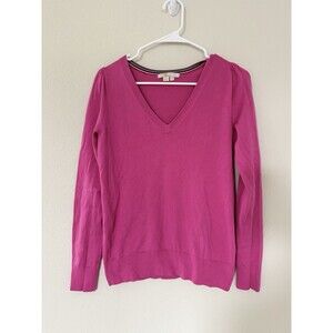 Boden Cotton V-Neck Casual Classic Preppy Sweater Posy Pink Size S Classic Top